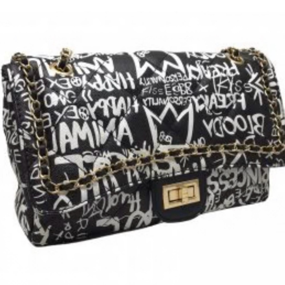 NWOT Brand new Chic Black and White Graffiti Shoulder Bag or Crossbody.